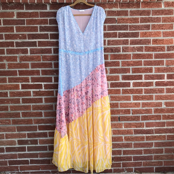 Anthropologie Eywasouls Natalia Paneled Printed Voile Maxi Dress Size Small - Picture 2 of 15